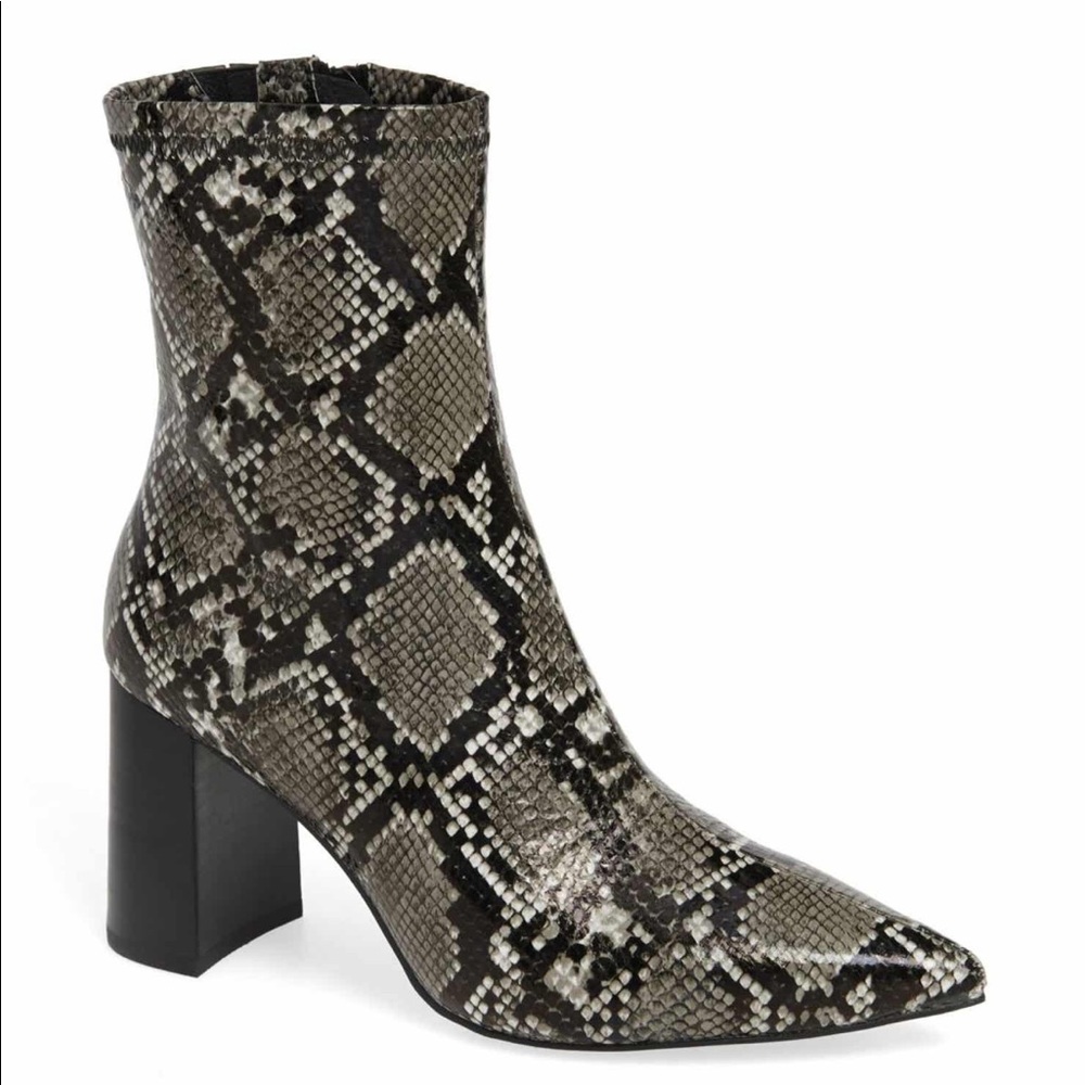 Faux Snake Coma-3 Block Heel Boot